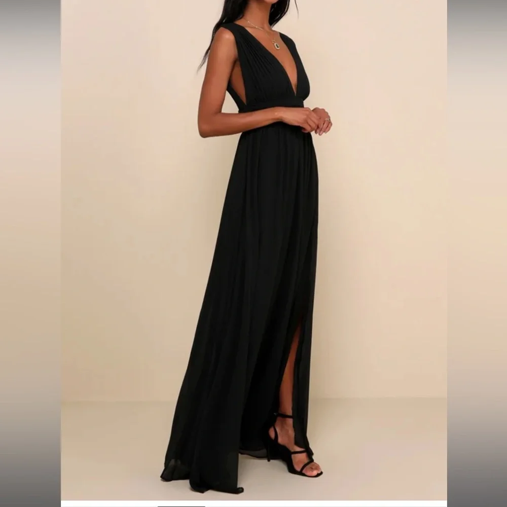 NWT Lulus Heavenly Hues Black Maxi Dress - Picture 4 of 6